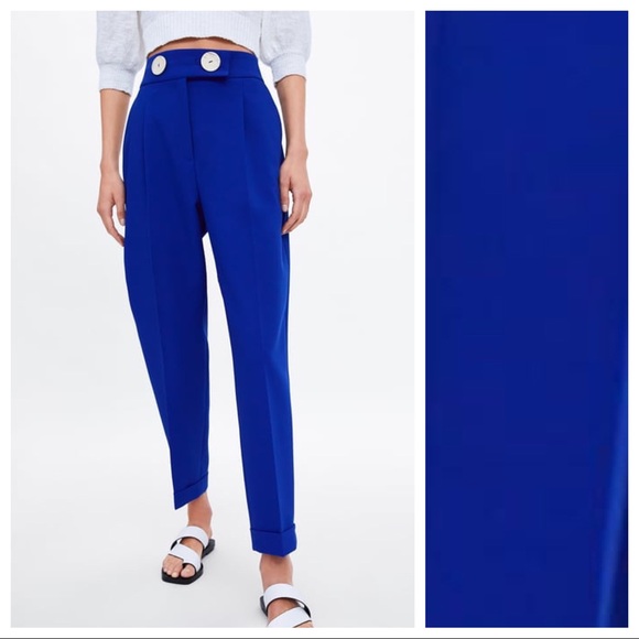 Zara Pants - NWT. Zara Royal Blue High Waist Trousers. Size M.